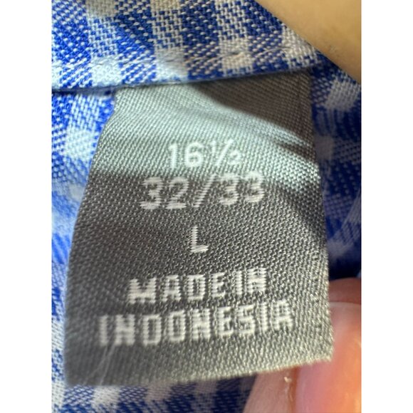 Michael Kors Mens Regular Fit Gingham Long Sleeve Button-Up Shirt Size L Blue Wh - Picture 3 of 13